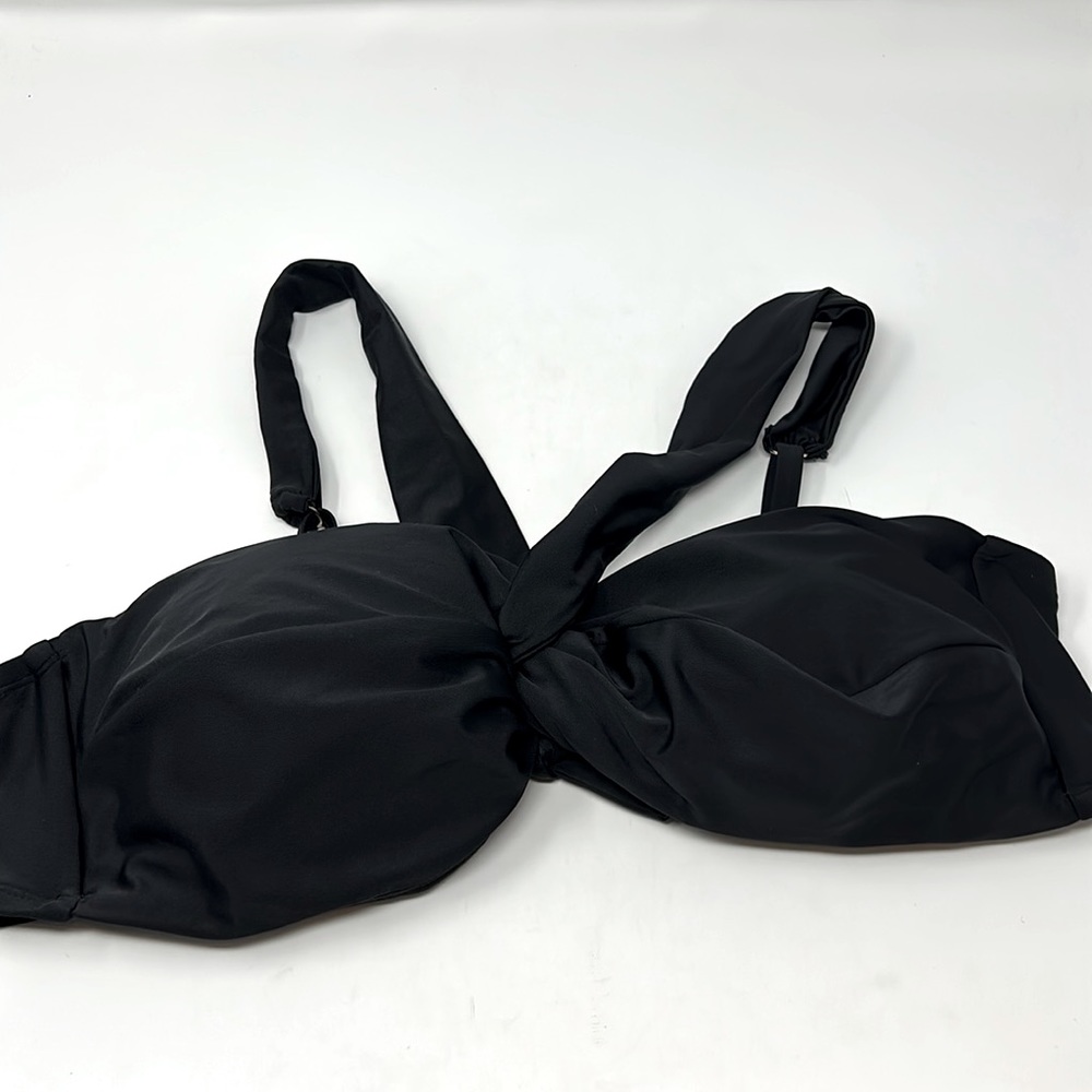 Time and Tru Black Criss Cross Neck Line Bikini Top